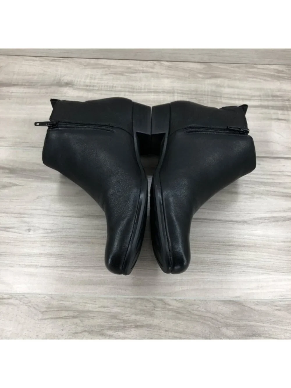 Munro Ankle Boots Womens 6 M Lexi Black Leather Double Zip Booties